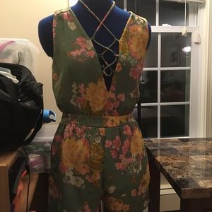 Green Floral Romper